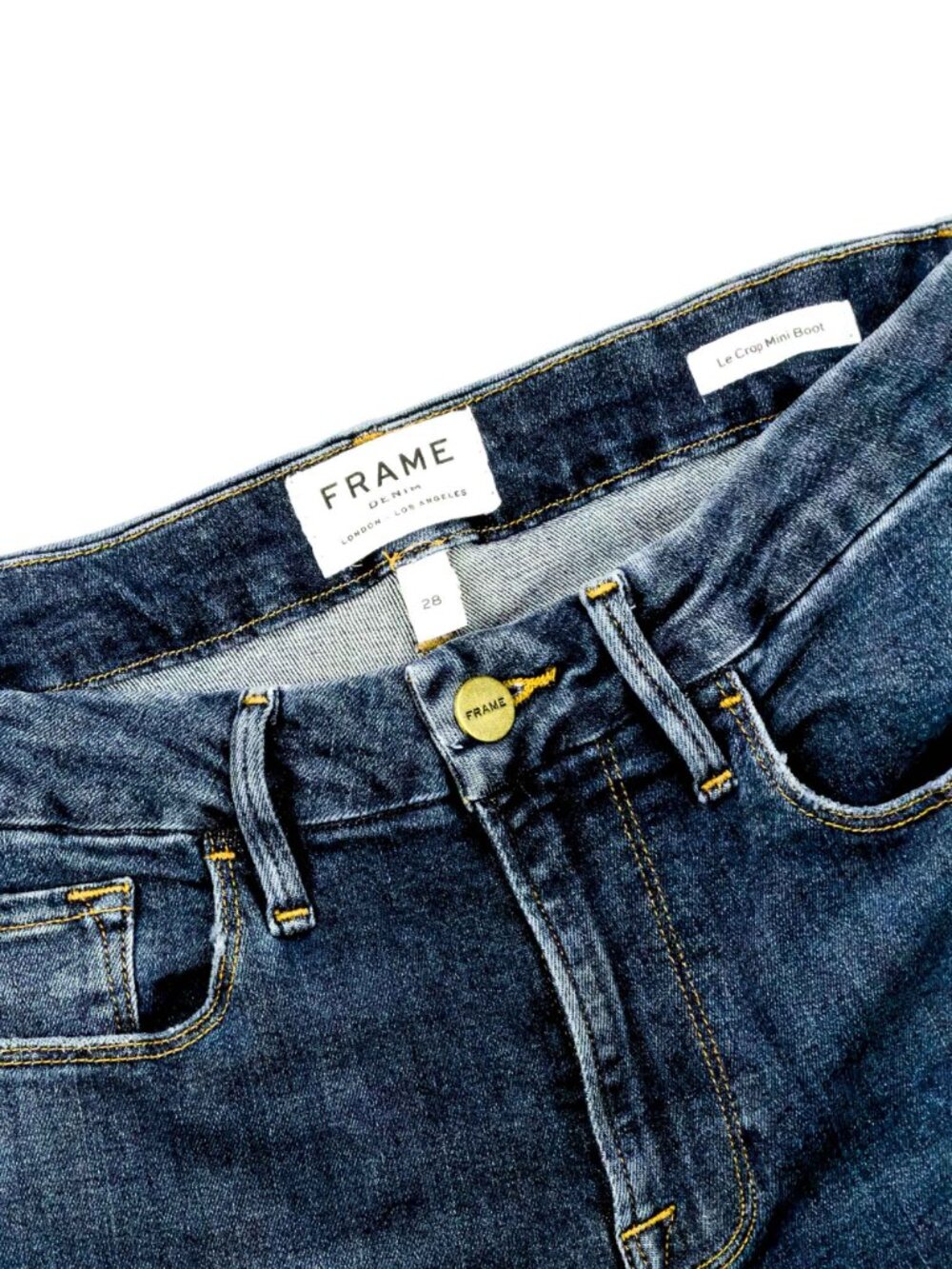 FRAME Le Crop Mini Boot Jeans 28 Kinlock Dark Blue Wash LCMB665 - Picture 6 of 13